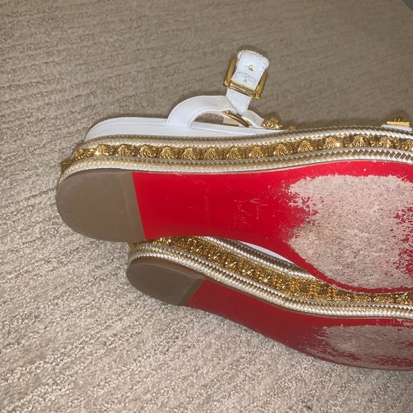 Christian Louboutin White Gold Pyraclou 60 Calf Stud Platform - Picture 5 of 9